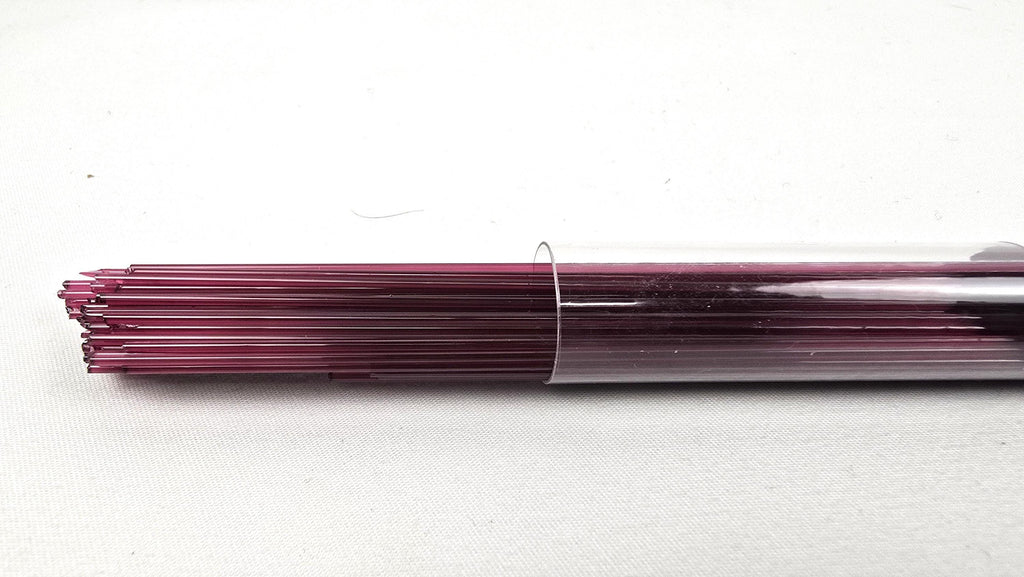 COE96 straight glass stringers, 1mm, Cranberry Transparent, R-232