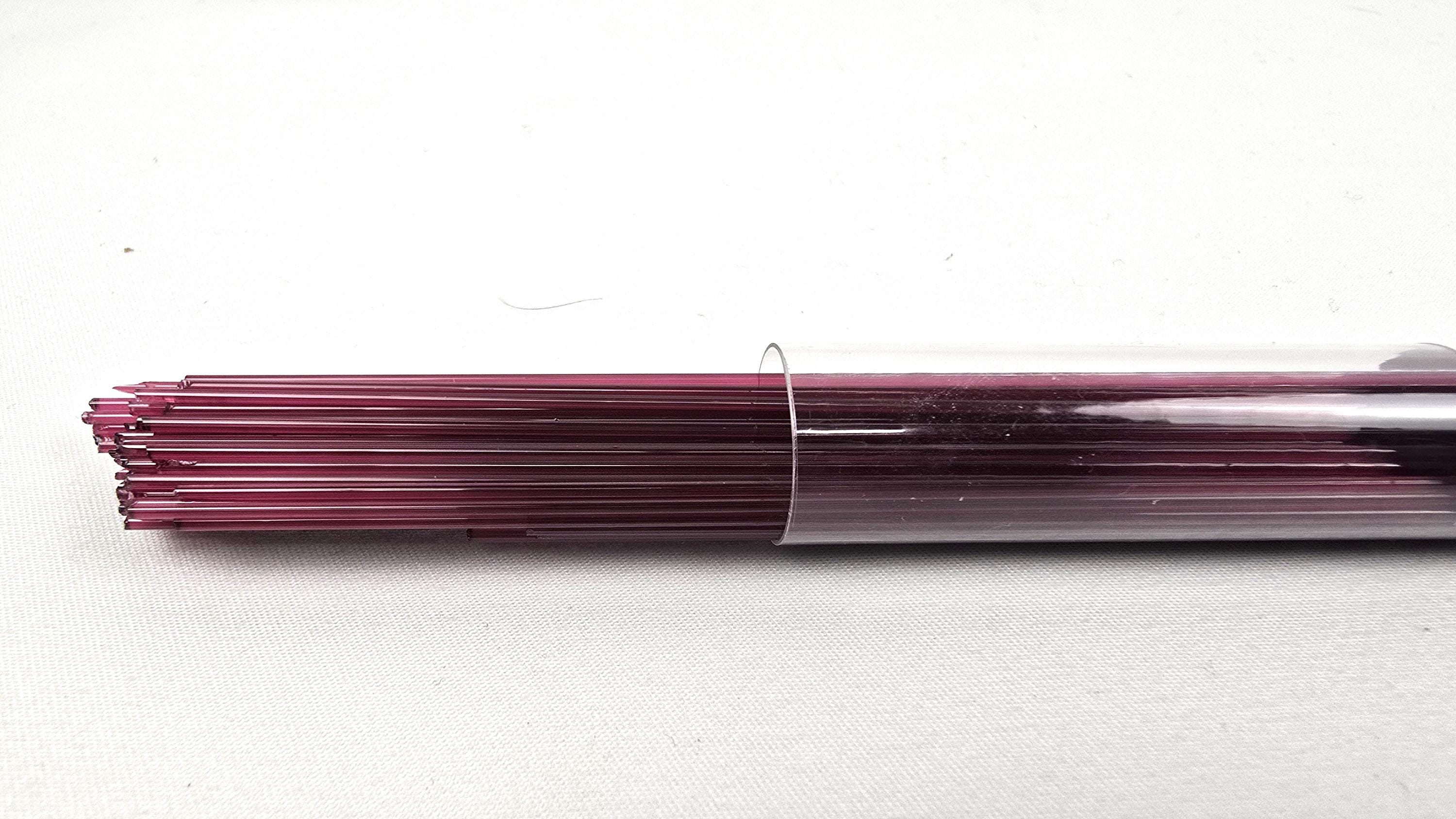 COE96 straight glass stringers, 1mm, Cranberry Transparent, R-232