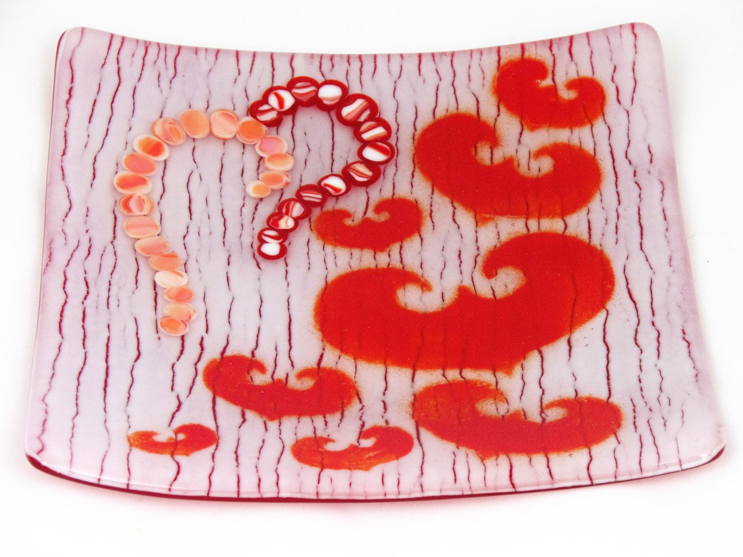 Flying Hearts Glass Plate: Valentine's Day Decor (8x8 inches)