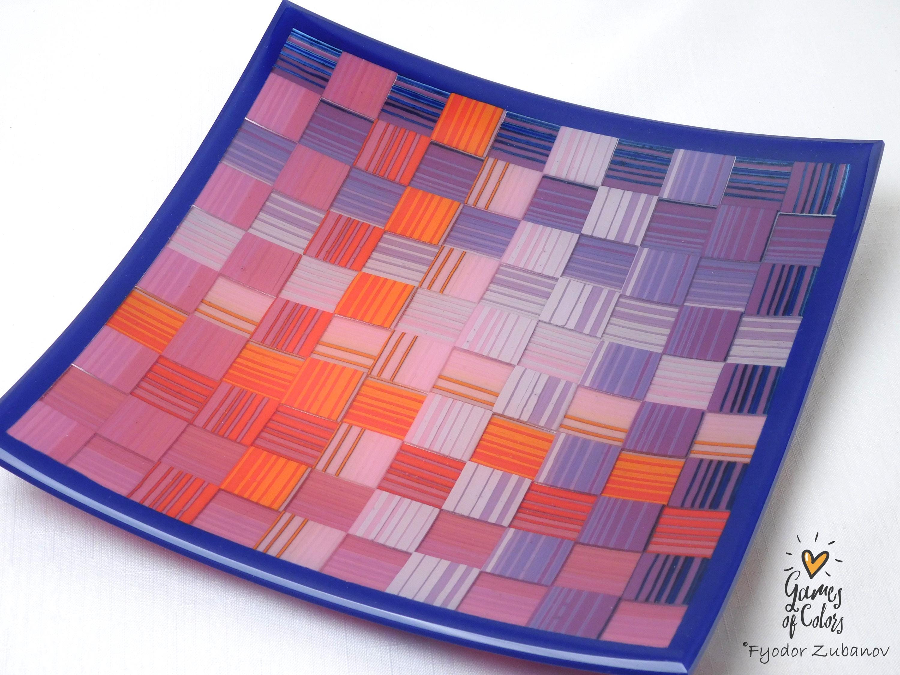 A Decorative Fused Glass Plate "Purple Sunset"; Art Glass; Centerpiece