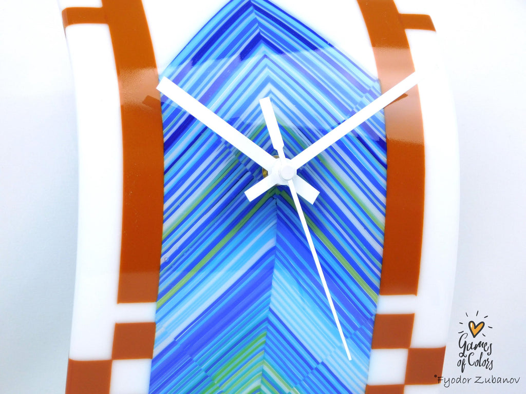 Mediterranean Drift — Fused Glass Wall Clock