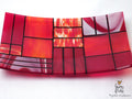 Fused Glass Plate "A Gentle Color Mix - Reds": Geometric Design, Food Safe