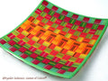 Fused Glass Plate: Striped Checkers Design, Art Glass Centerpiece