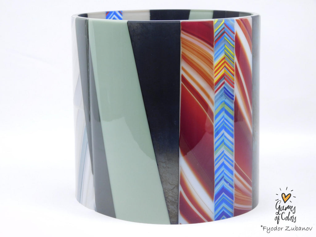 Color Sentinel – Fused Glass Kitchen Crock / Art Vessel