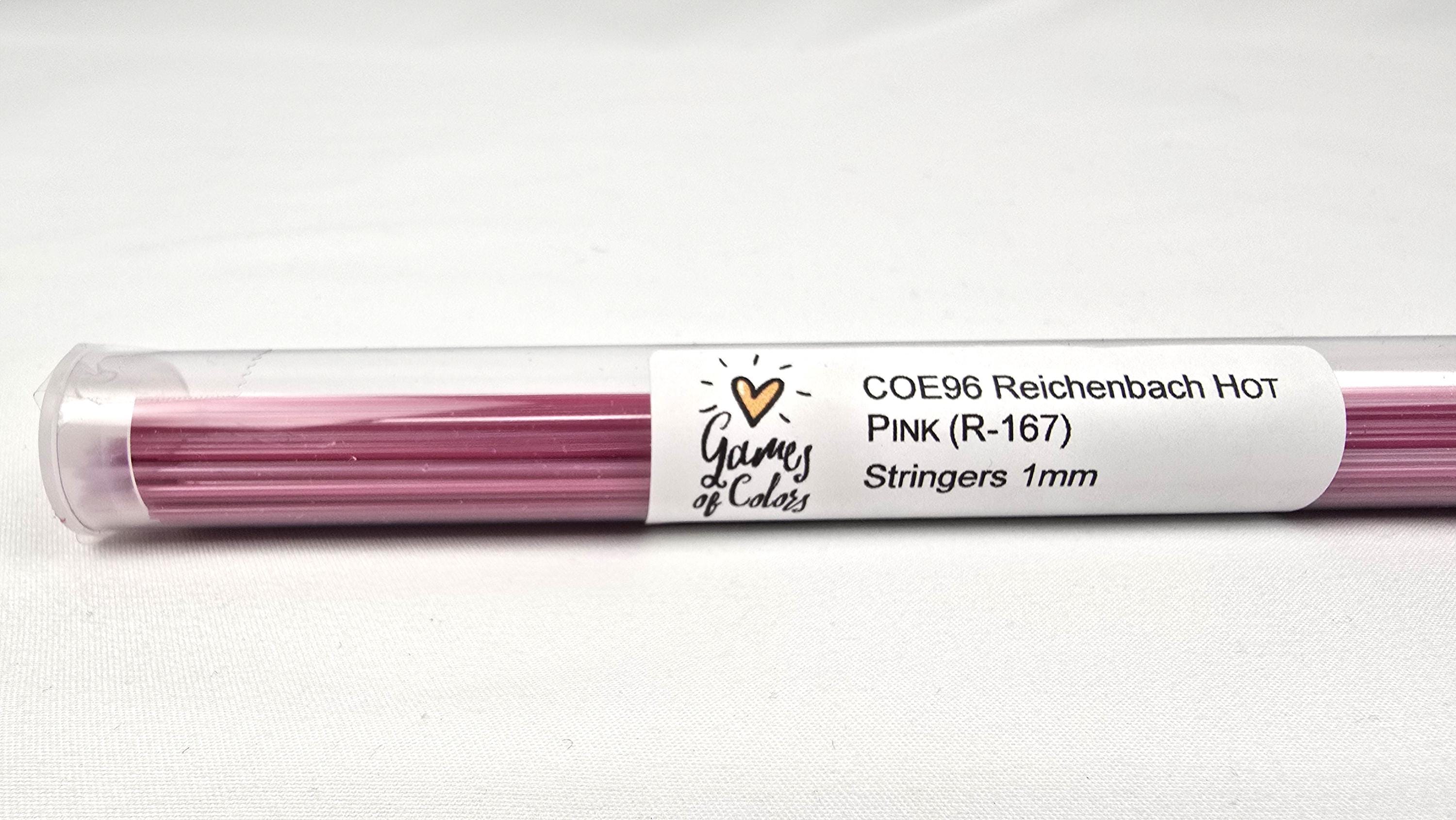 COE96 straight glass stringers, 1mm, Hot Pink Opal, R-167
