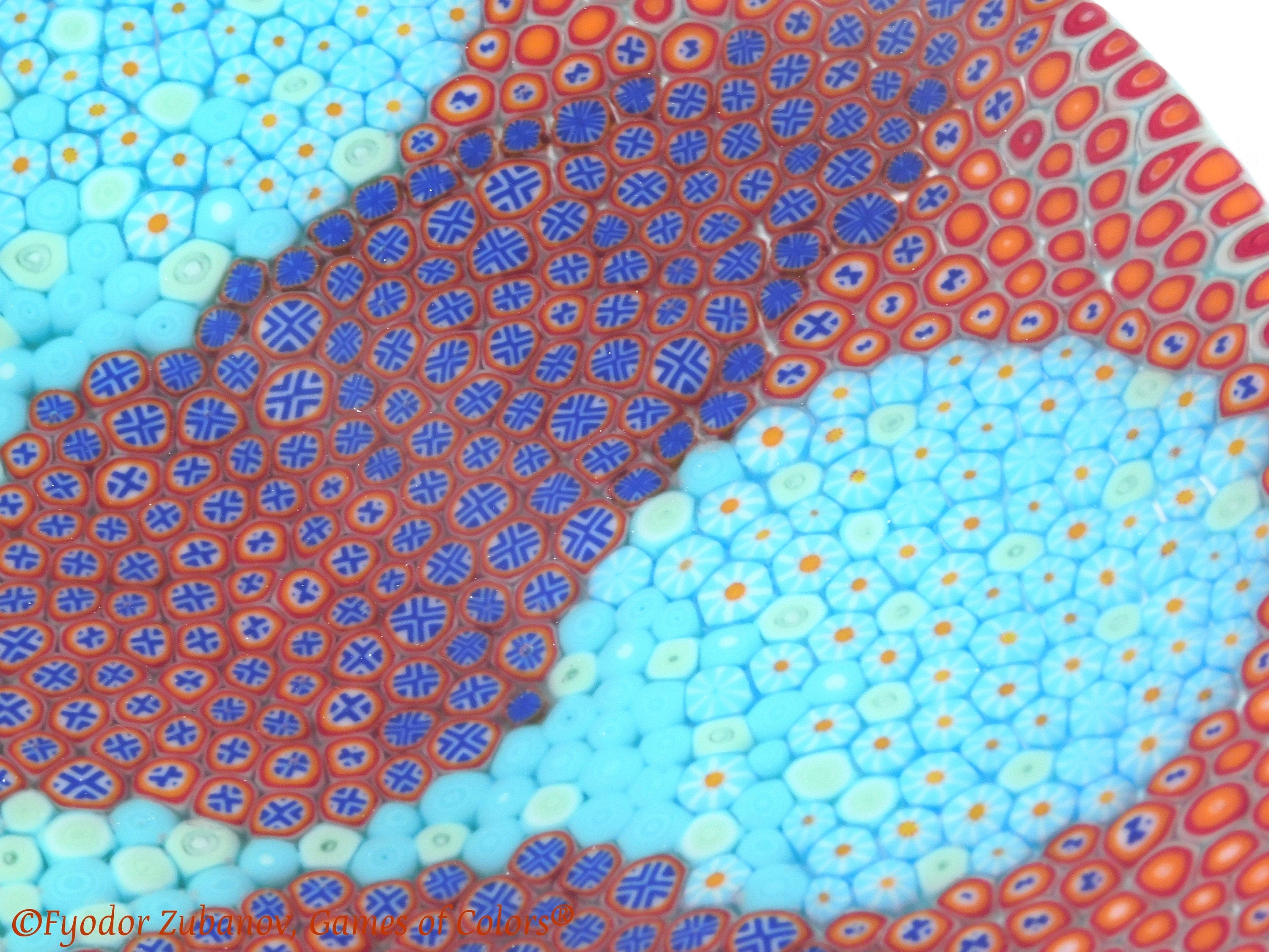 Large Fused Glass Platter: Murrine Flower Centerpiece (16 inch)