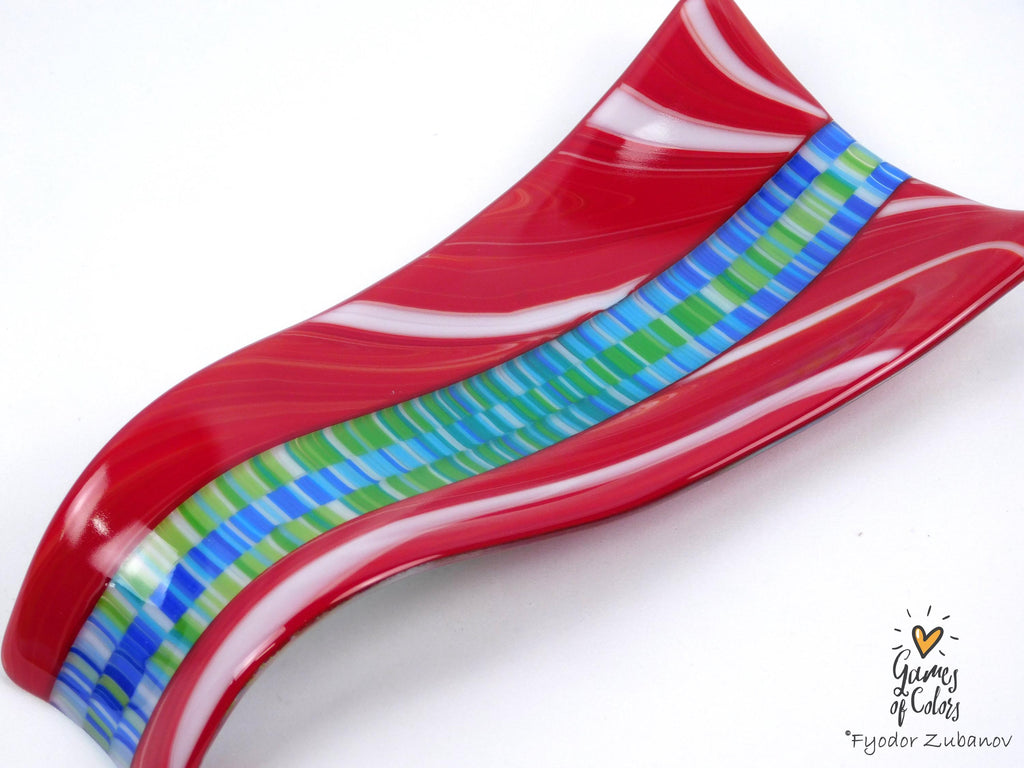 A fused glass decorative spoon rest "Times square"
