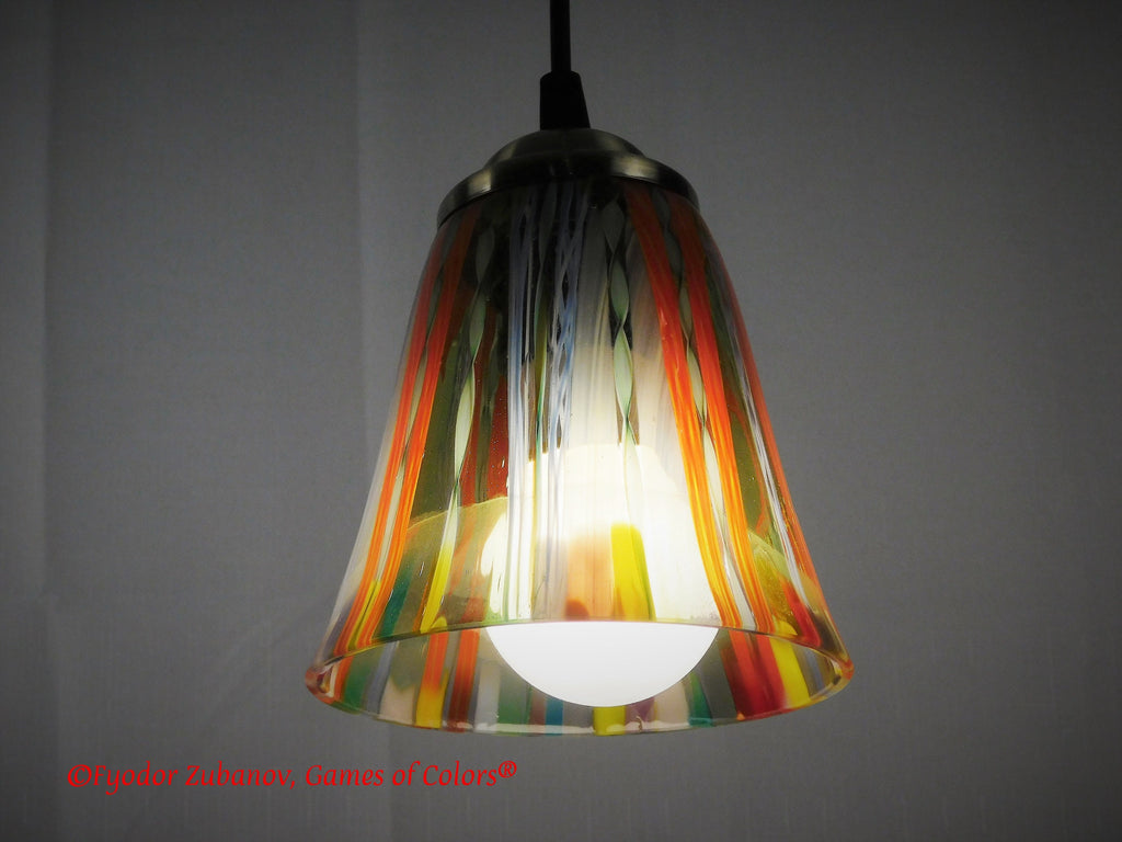 Fused Glass Pendant Light: "After Rain" Art Glass Lamp