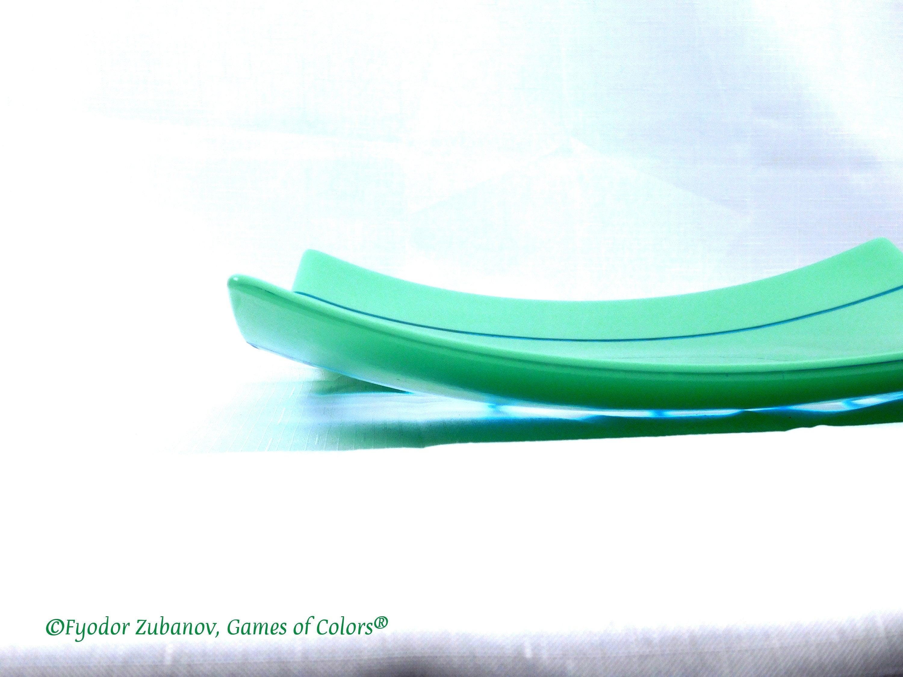 Fused Glass Square Plate: Spring Green Striped Centerpiece