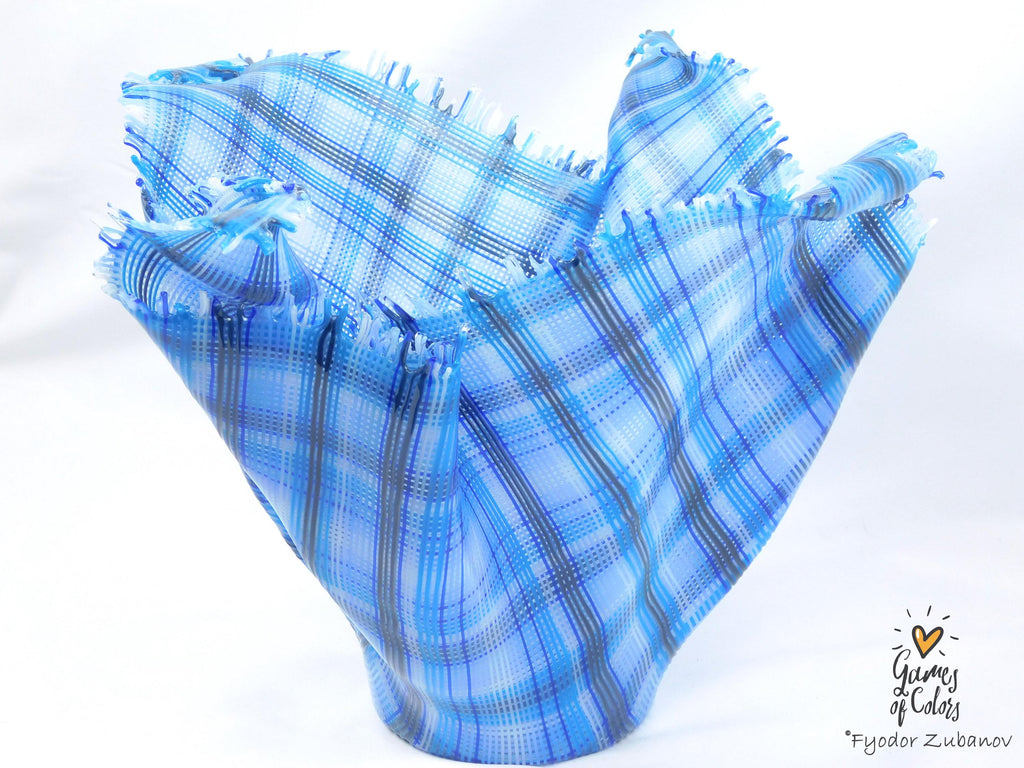 A sculptural glass vase Windy Day: Oxygen; fused glass, art object