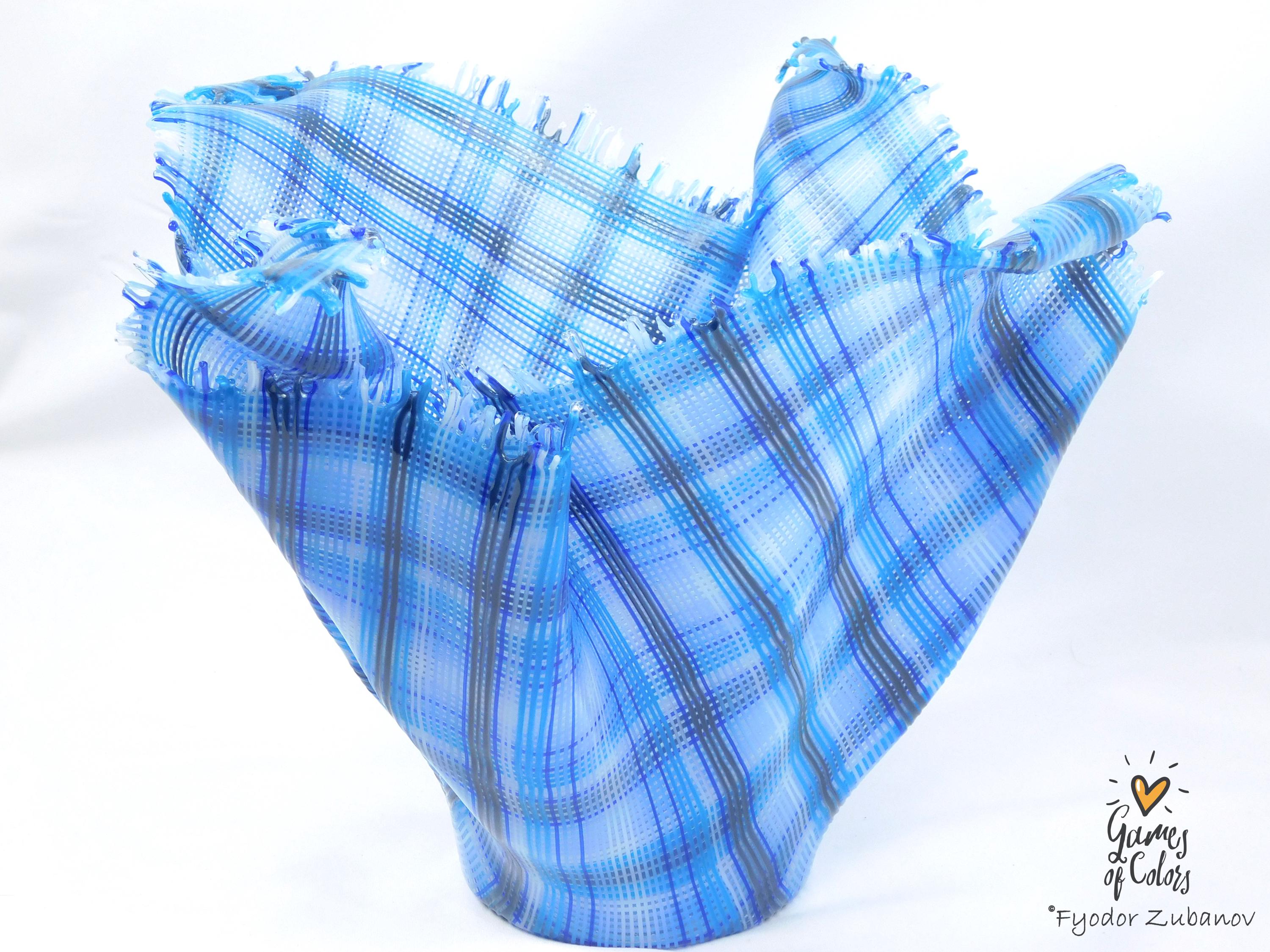A sculptural glass vase Windy Day: Oxygen; fused glass, art object
