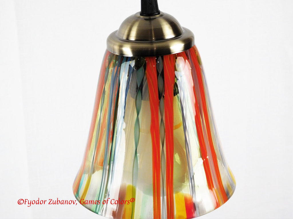 Fused Glass Pendant Light: "After Rain" Art Glass Lamp