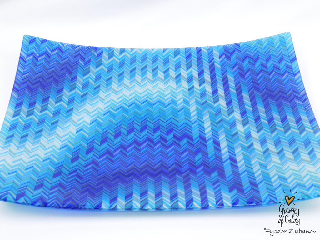 Bluewave Sonata – Fused Glass Ocean‑Inspired Centerpiece Plate