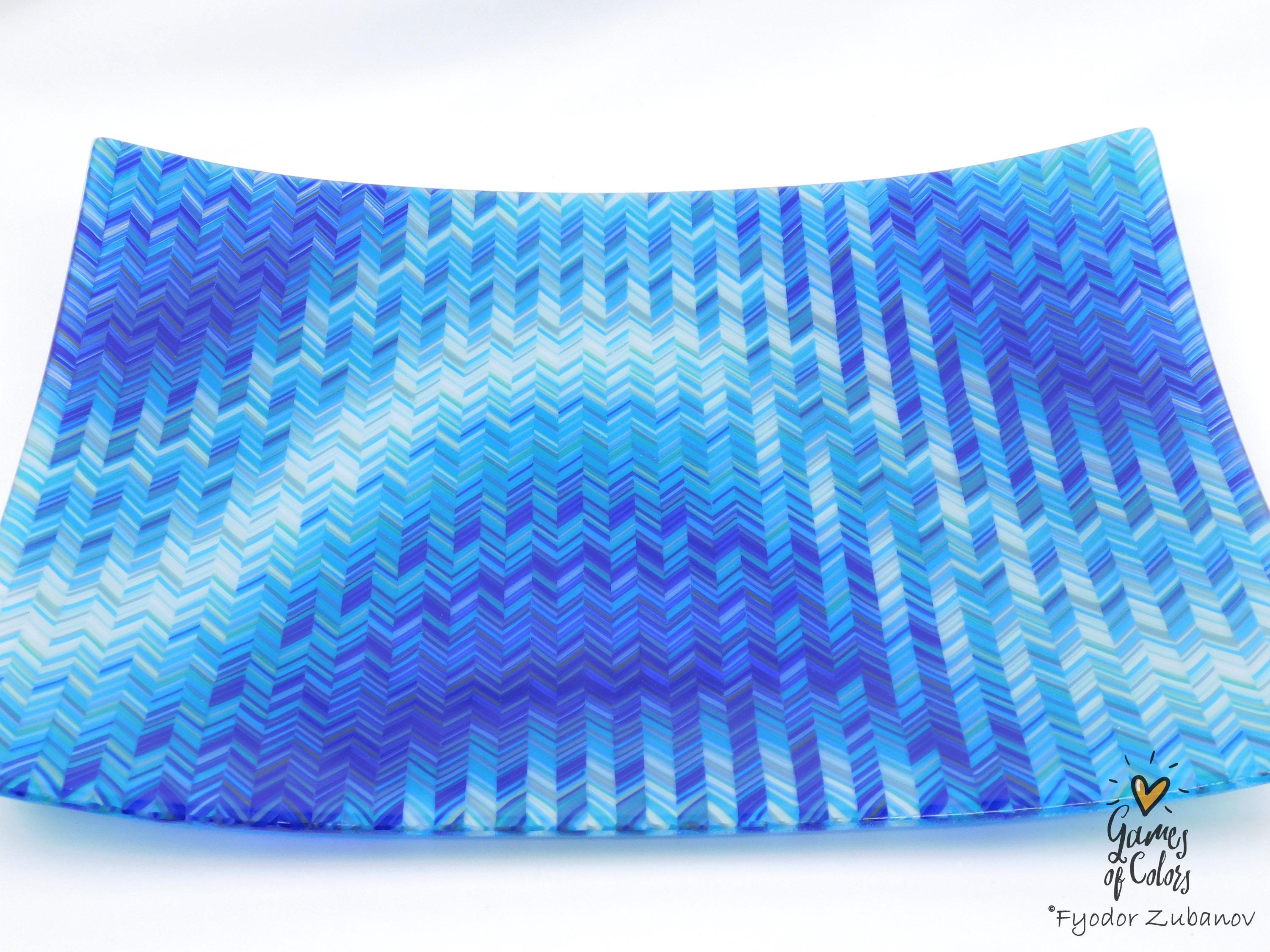 Bluewave Sonata – Fused Glass Ocean‑Inspired Centerpiece Plate
