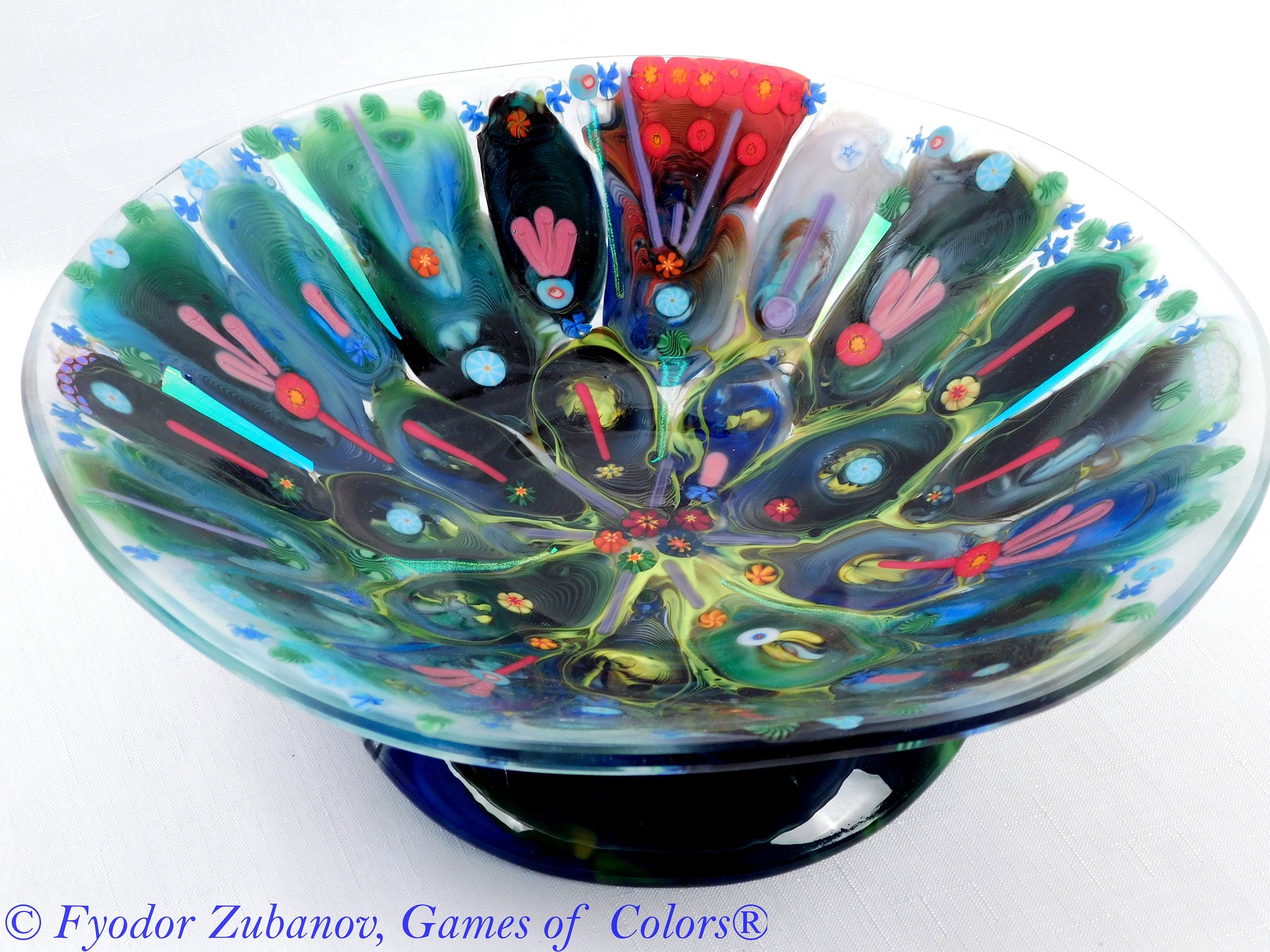 A decorative glass bowl "Fairy Forest"; fused glass; abstract design