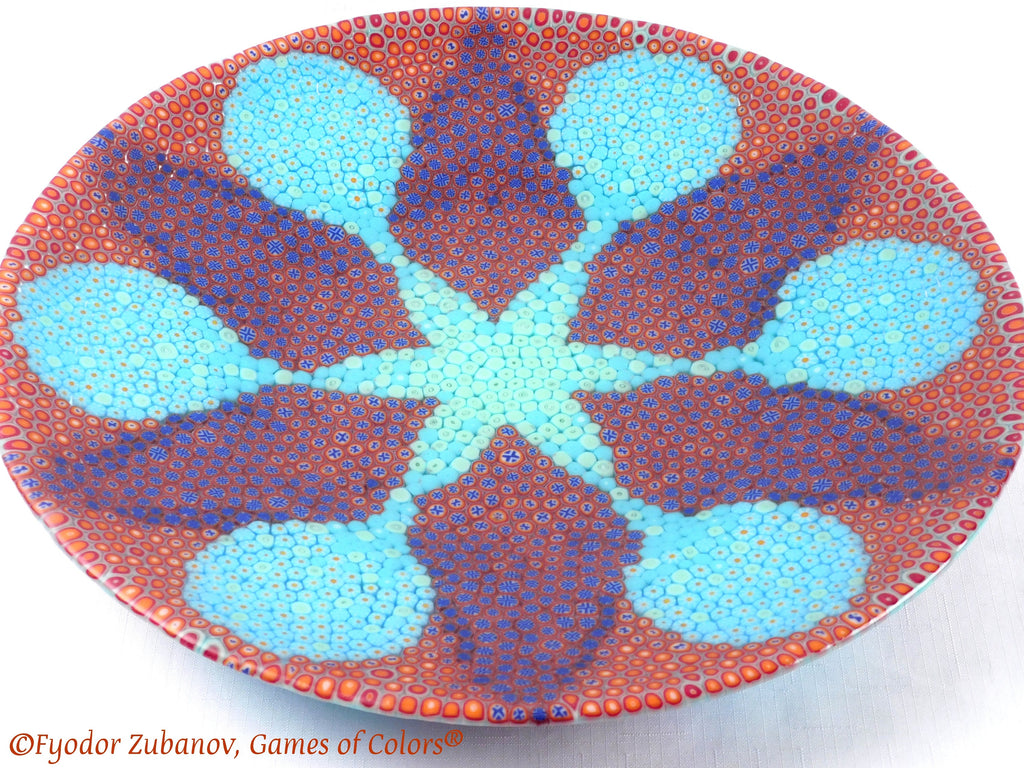Large Fused Glass Platter: Murrine Flower Centerpiece (16 inch)
