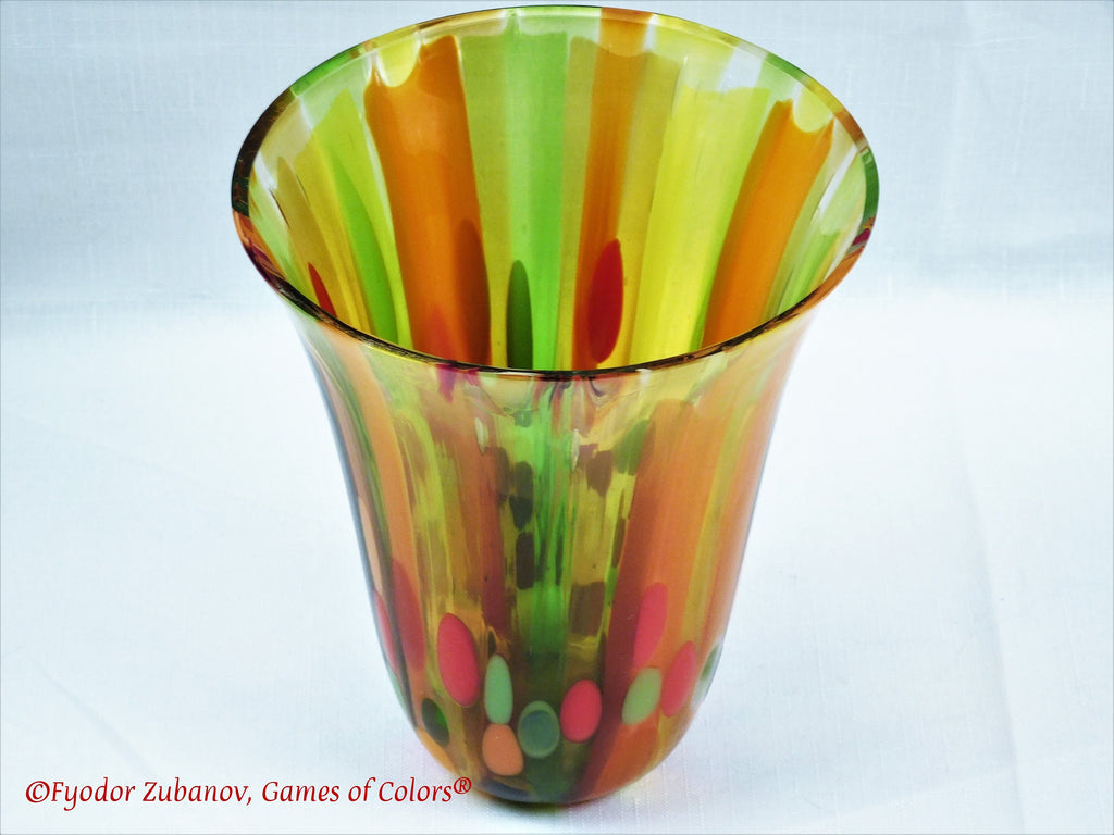 A small fused glass vase "Fall bouquet"; decorative vessel; original design; art glass