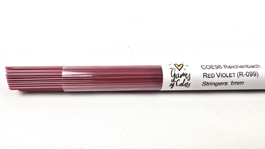 COE96 straight glass stringers, 1mm, Red Violet, R-099