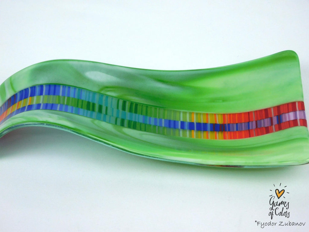 A fused glass decorative spoon rest "Young spring"