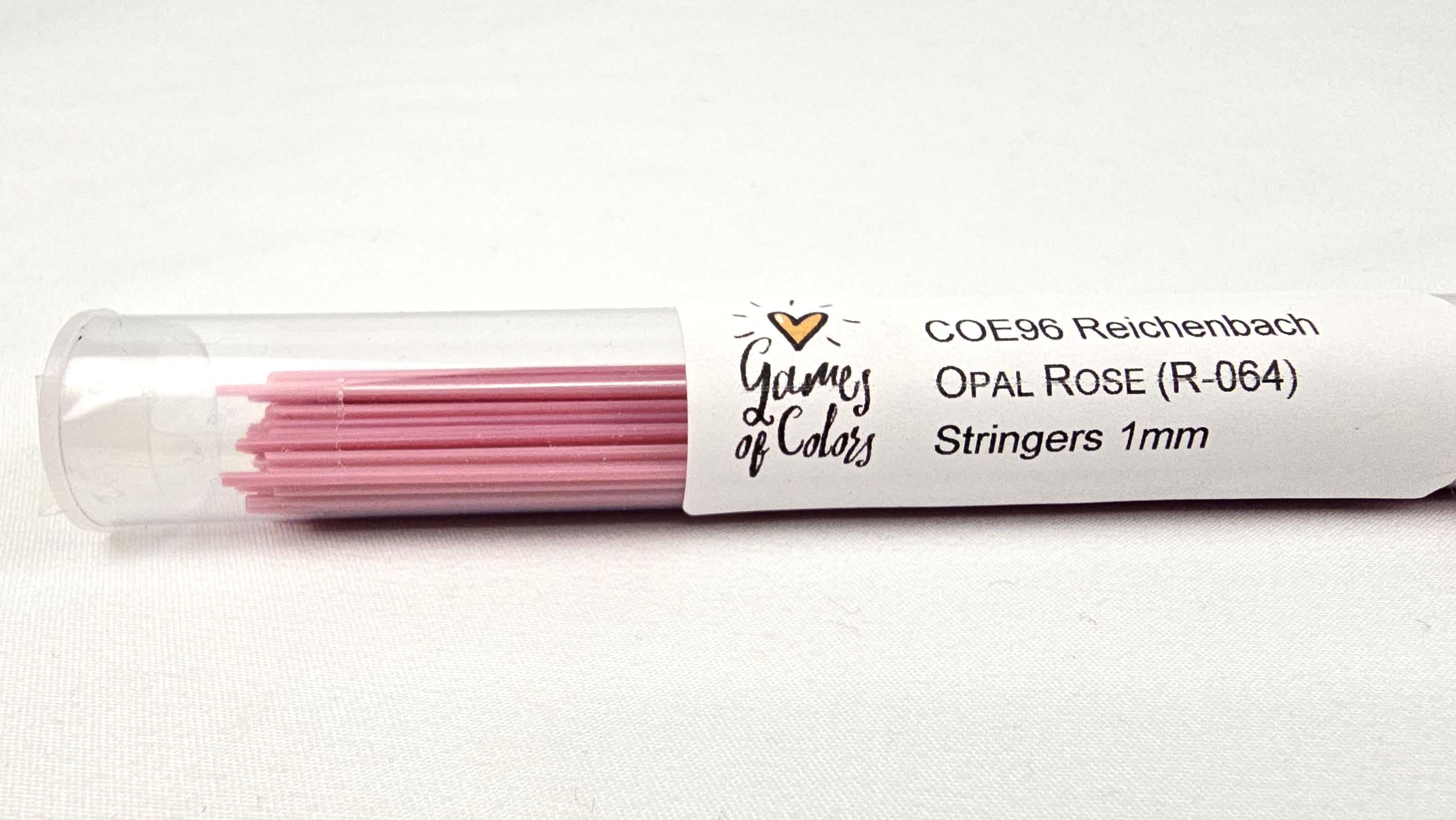 COE96 straight glass stringers, 1mm, Opal Rose, R-064