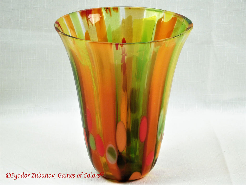 A small fused glass vase "Fall bouquet"; decorative vessel; original design; art glass