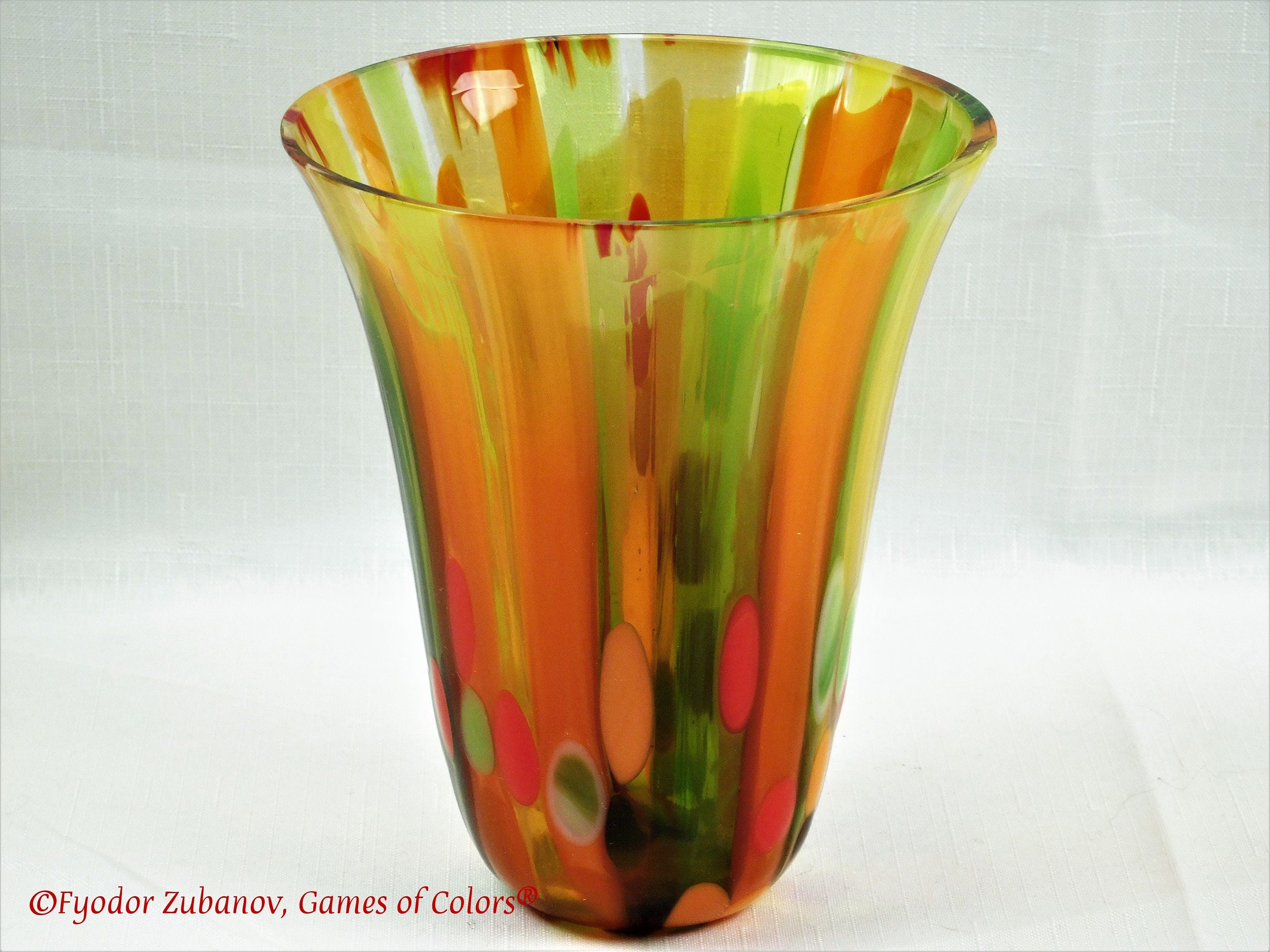 A small fused glass vase "Fall bouquet"; decorative vessel; original design; art glass