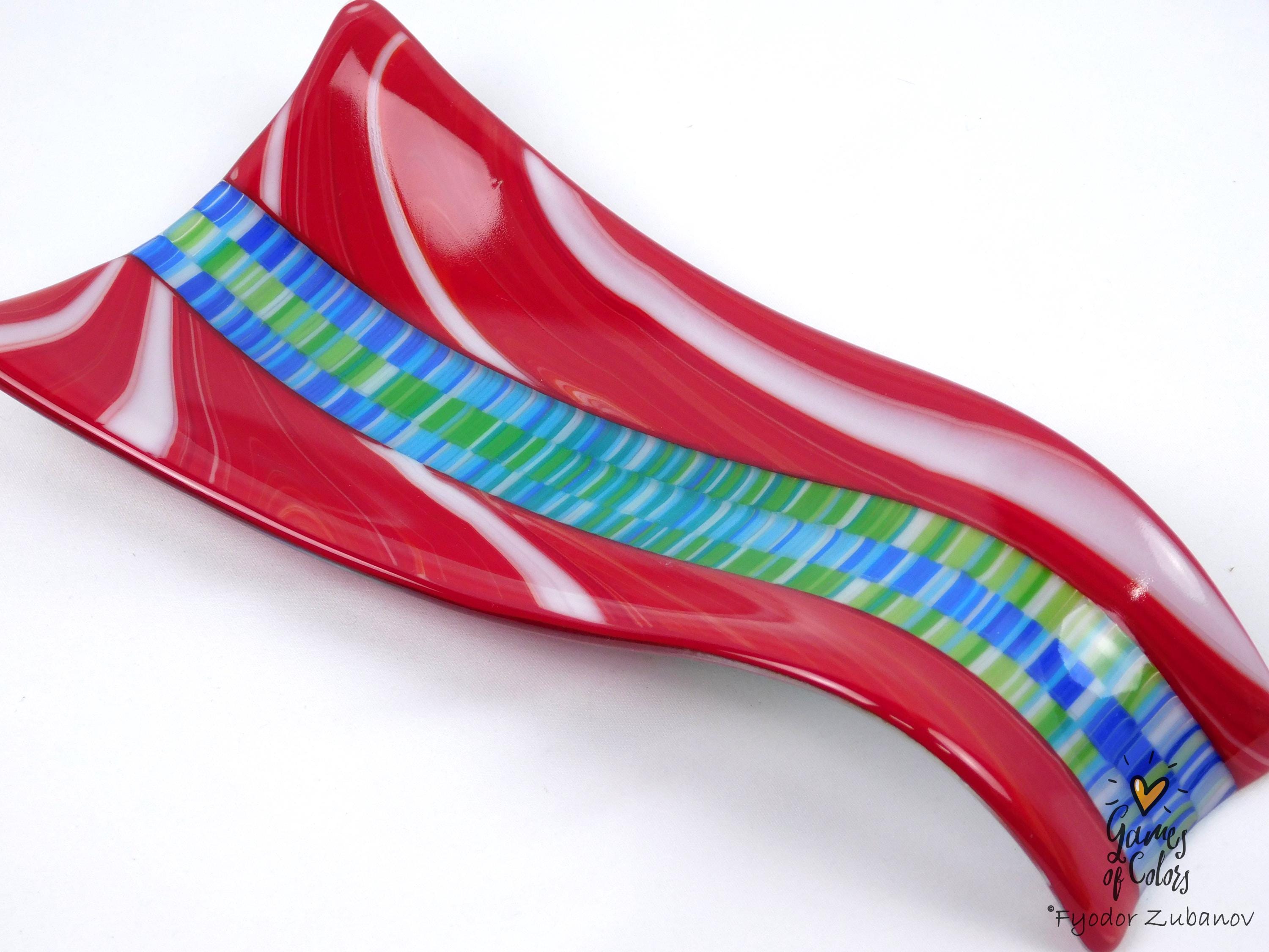 A fused glass decorative spoon rest "Times square"