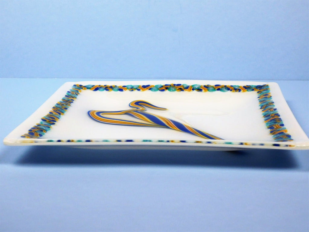 Sale: A decorative fused glass sqare plate Vitri II