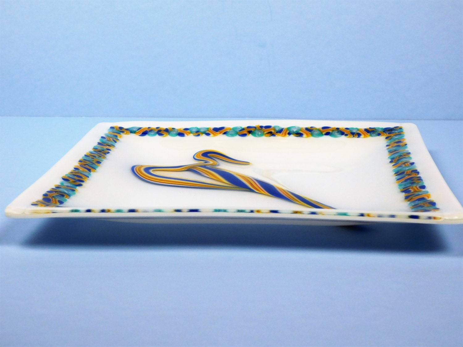 Sale: A decorative fused glass sqare plate Vitri II