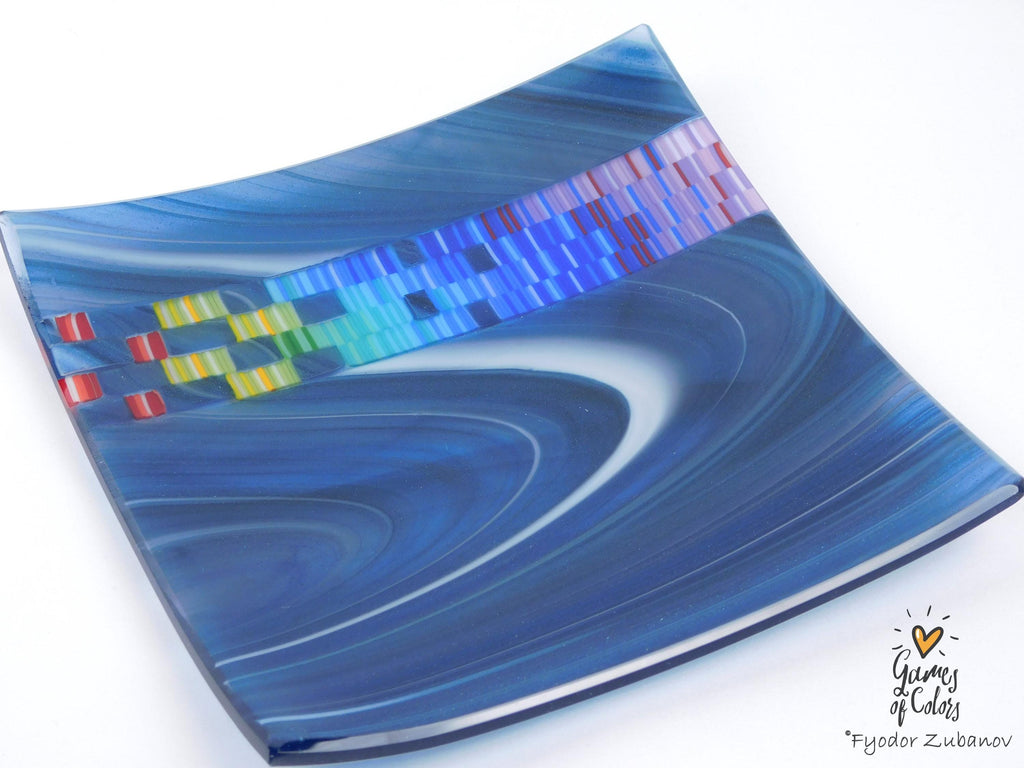 Mosaic Jet plate: Blue-Grape with White Swirls