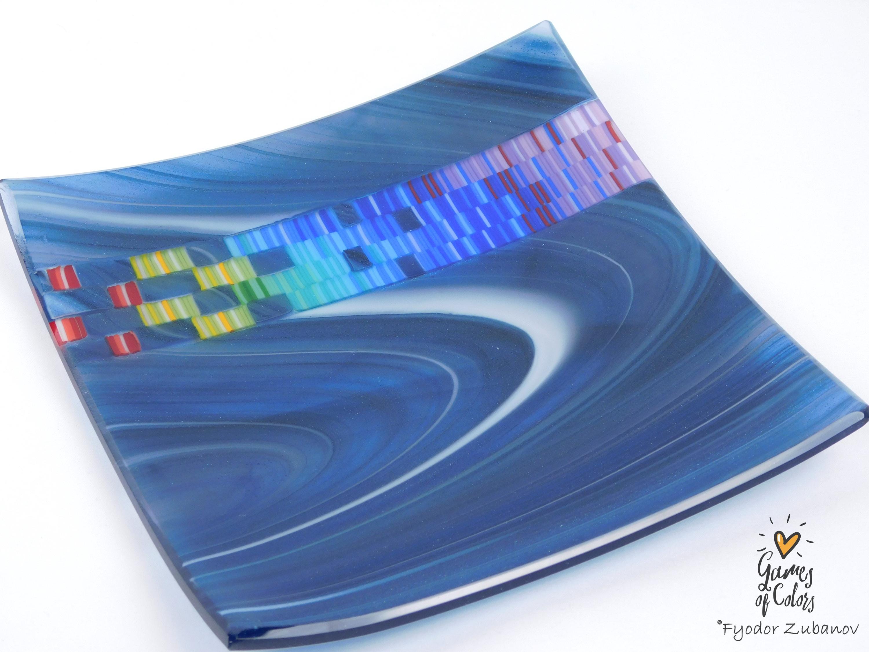 Mosaic Jet plate: Blue-Grape with White Swirls