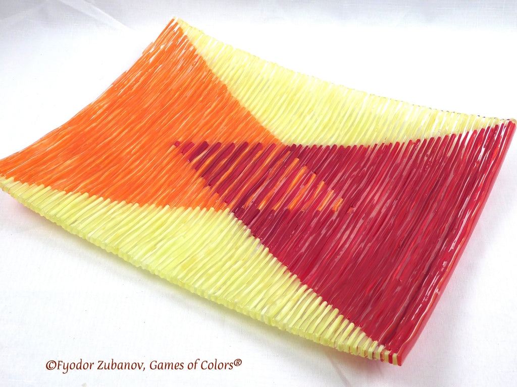 Fused Glass Plate: Textured Twin Peaks Decorative Art