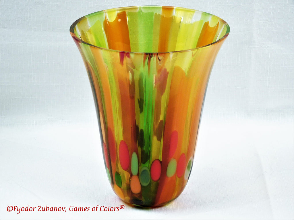 A small fused glass vase "Fall bouquet"; decorative vessel; original design; art glass