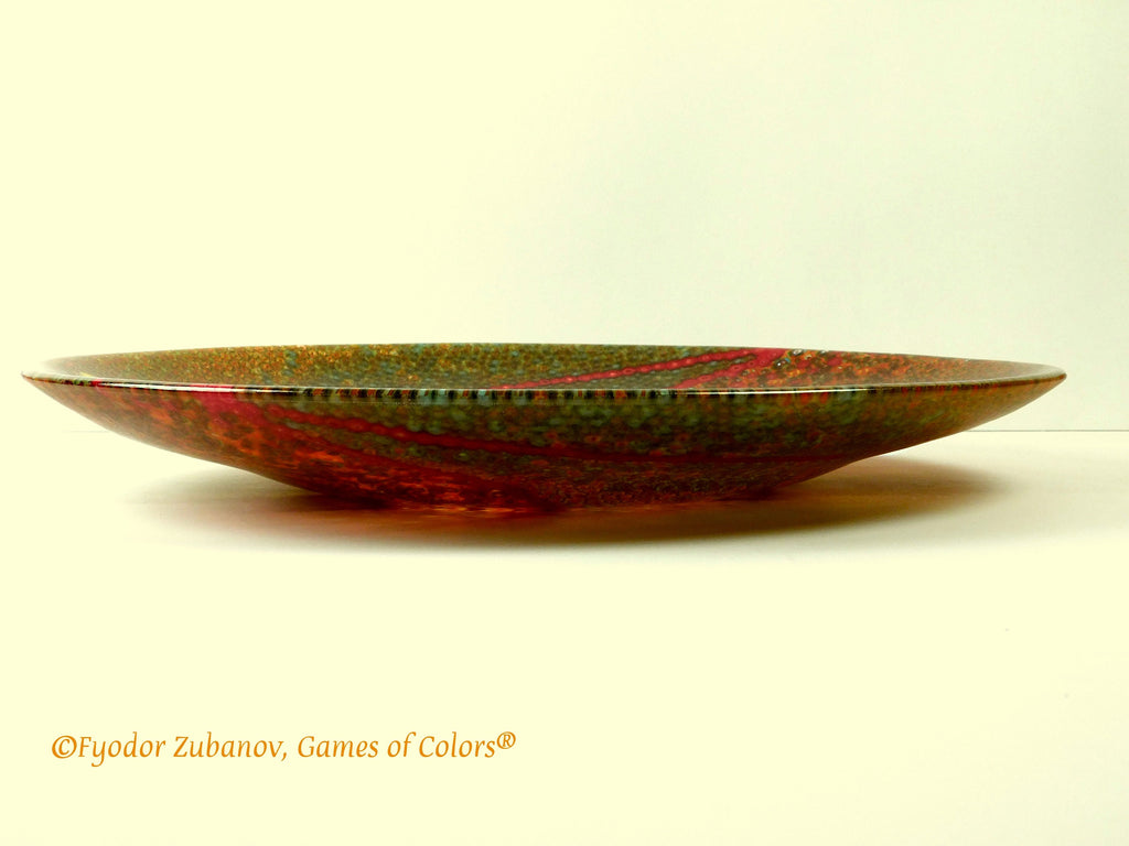 Fused Glass Platter: Amber Mill Murrine Centerpiece (15.5")