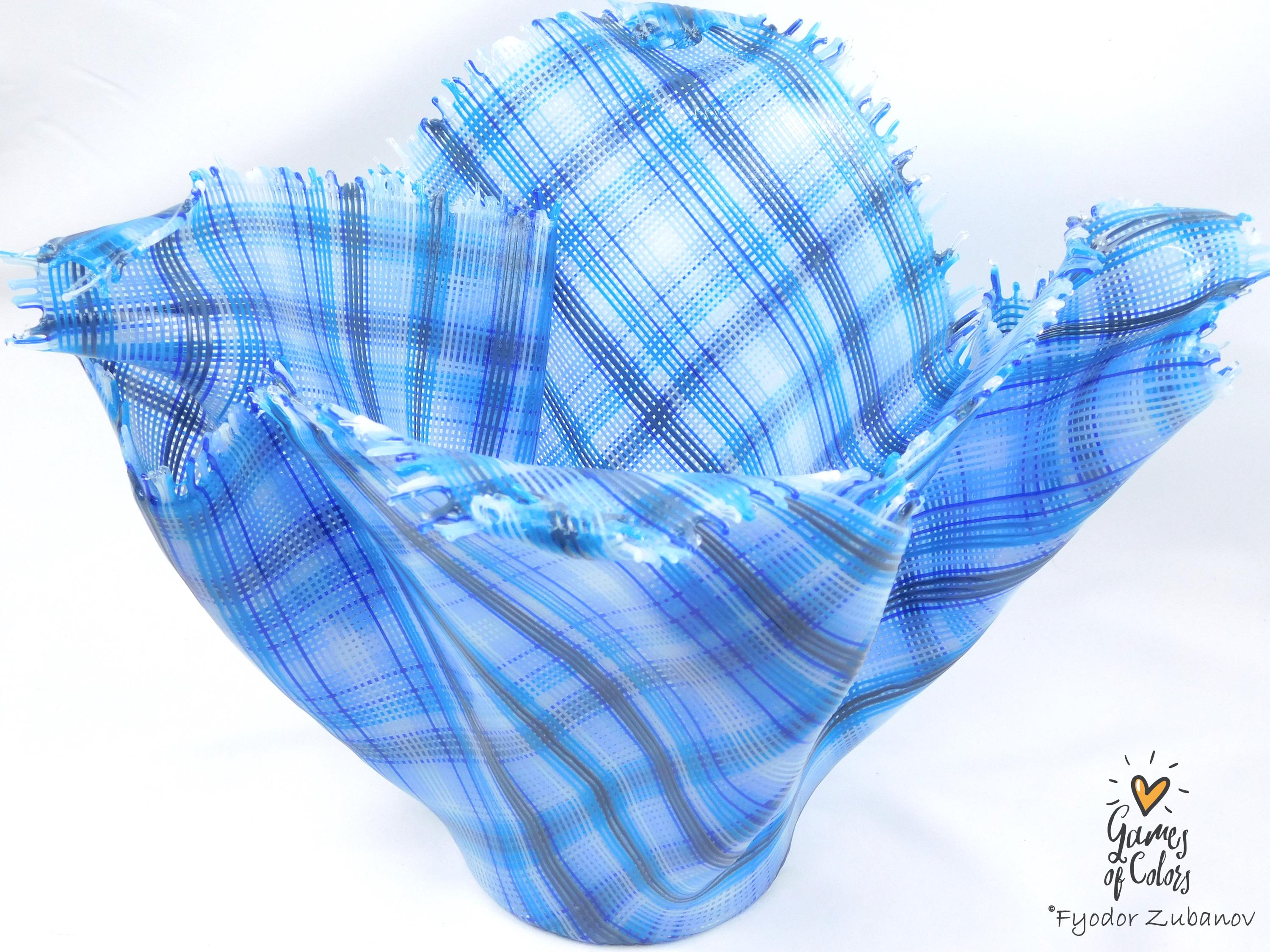 A sculptural glass vase Windy Day: Oxygen; fused glass, art object