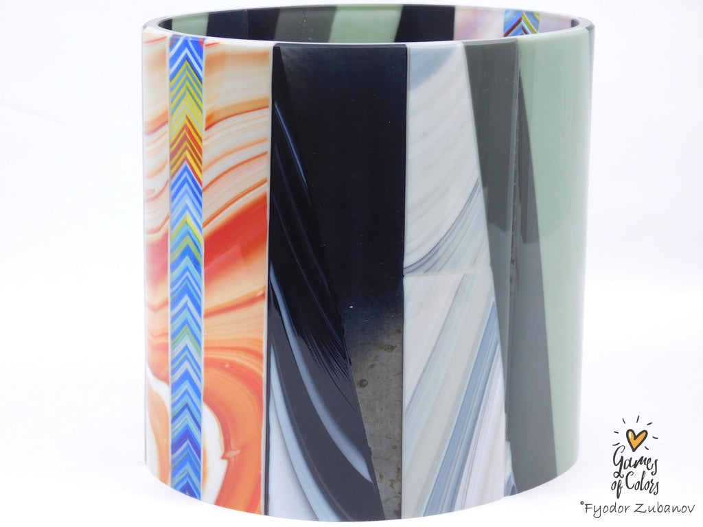 Color Sentinel – Fused Glass Kitchen Crock / Art Vessel