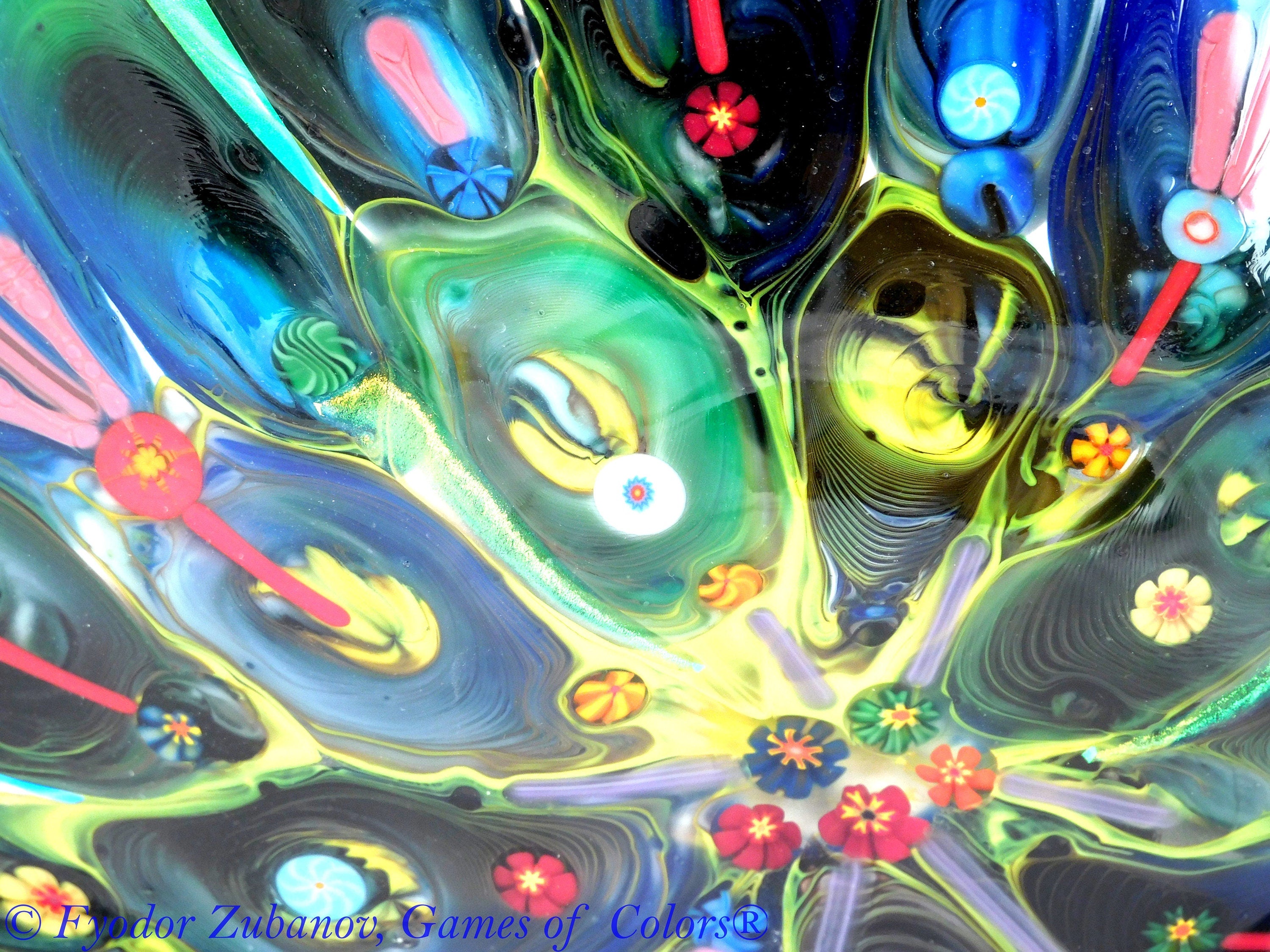 A decorative glass bowl "Fairy Forest"; fused glass; abstract design