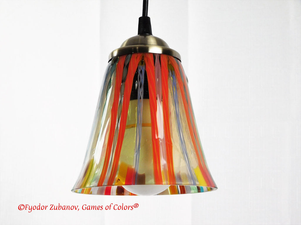 Fused Glass Pendant Light: "After Rain" Art Glass Lamp
