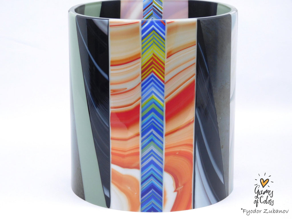 Color Sentinel – Fused Glass Kitchen Crock / Art Vessel