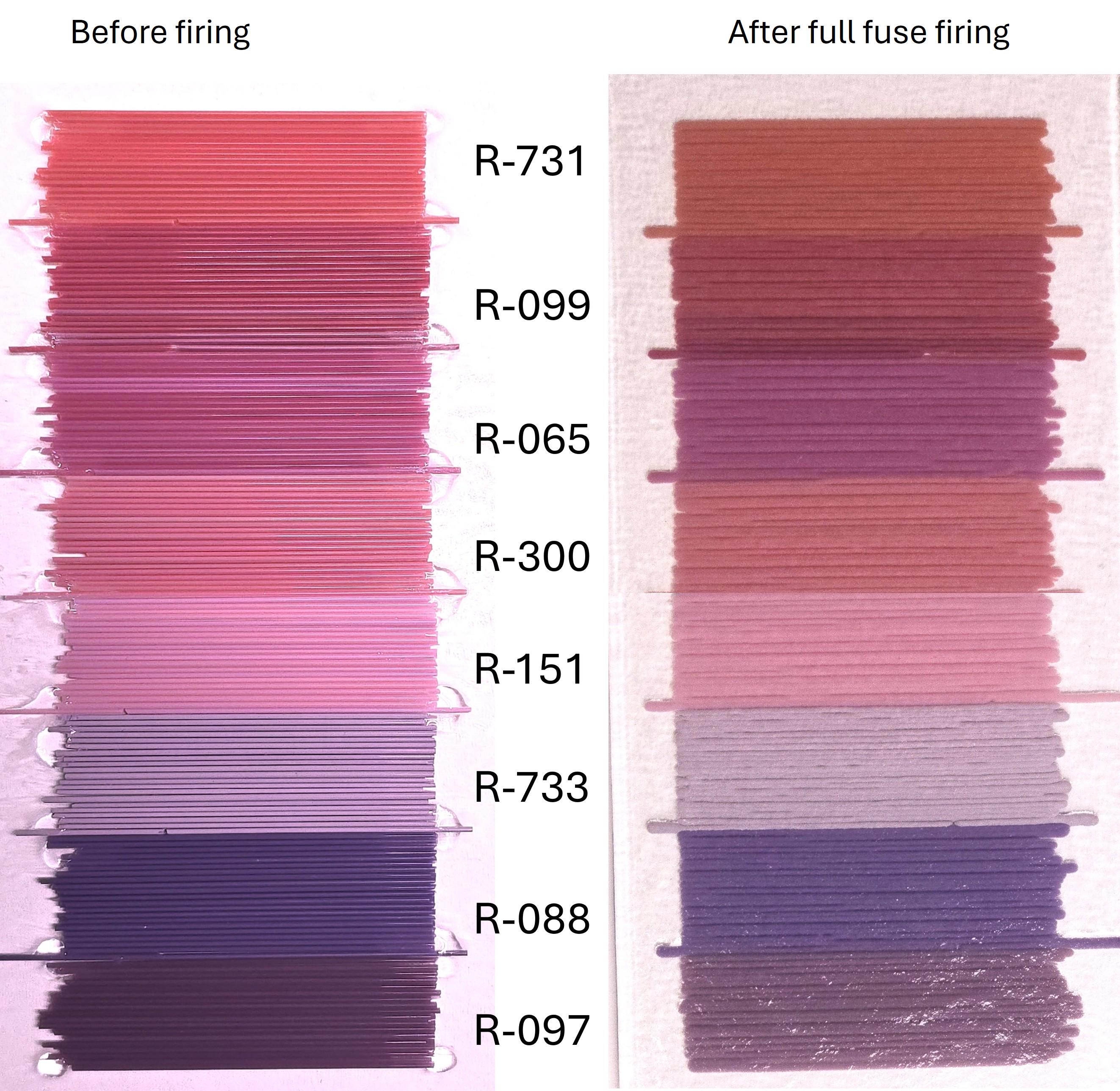 COE96 1mm glass stringers sampler - Pinks and violets