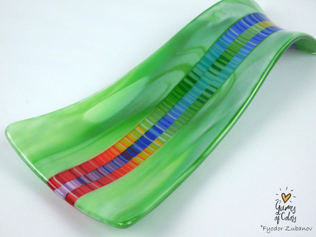 A fused glass decorative spoon rest "Young spring"