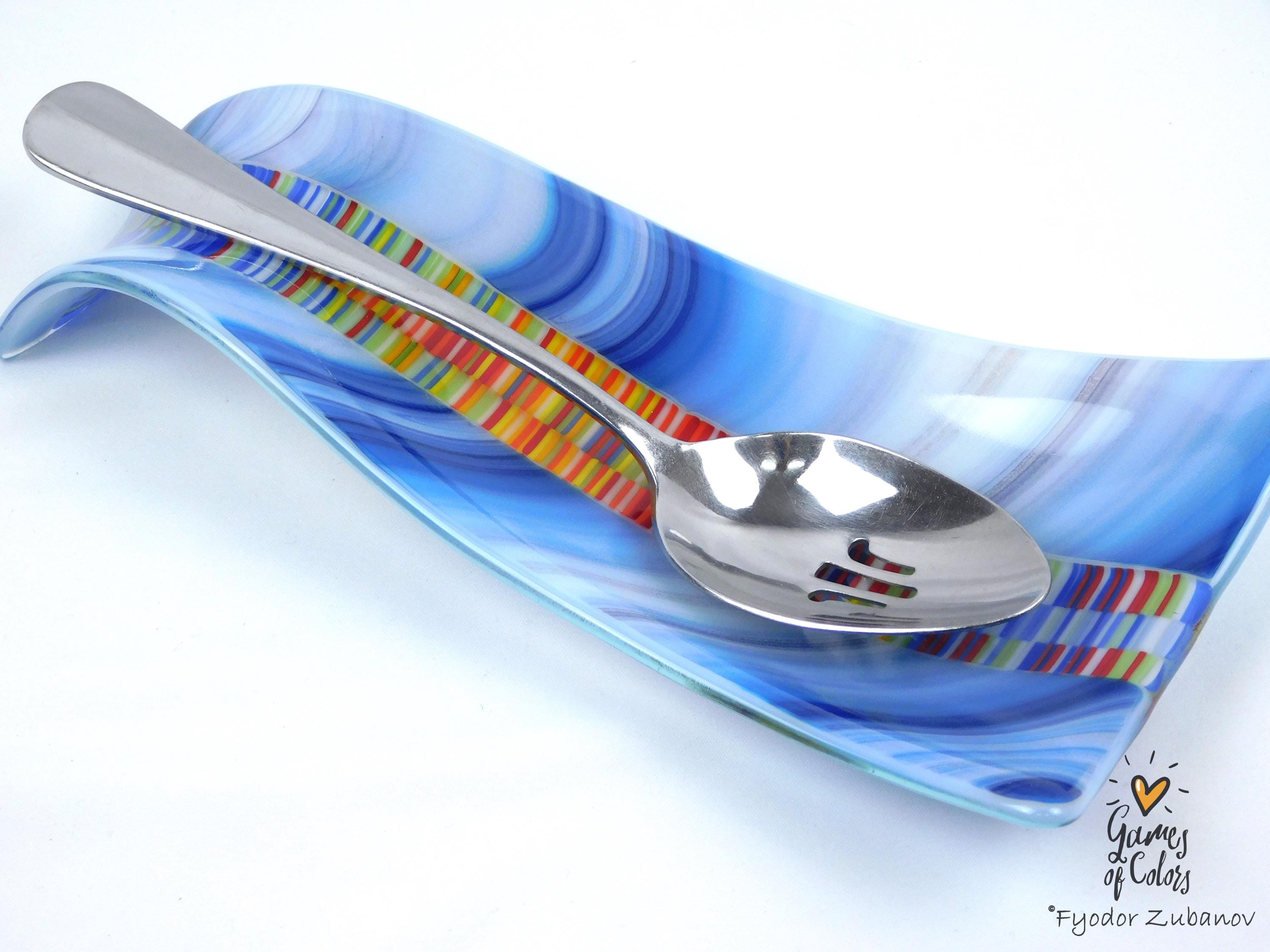 A fused glass decorative spoon rest "East coast"