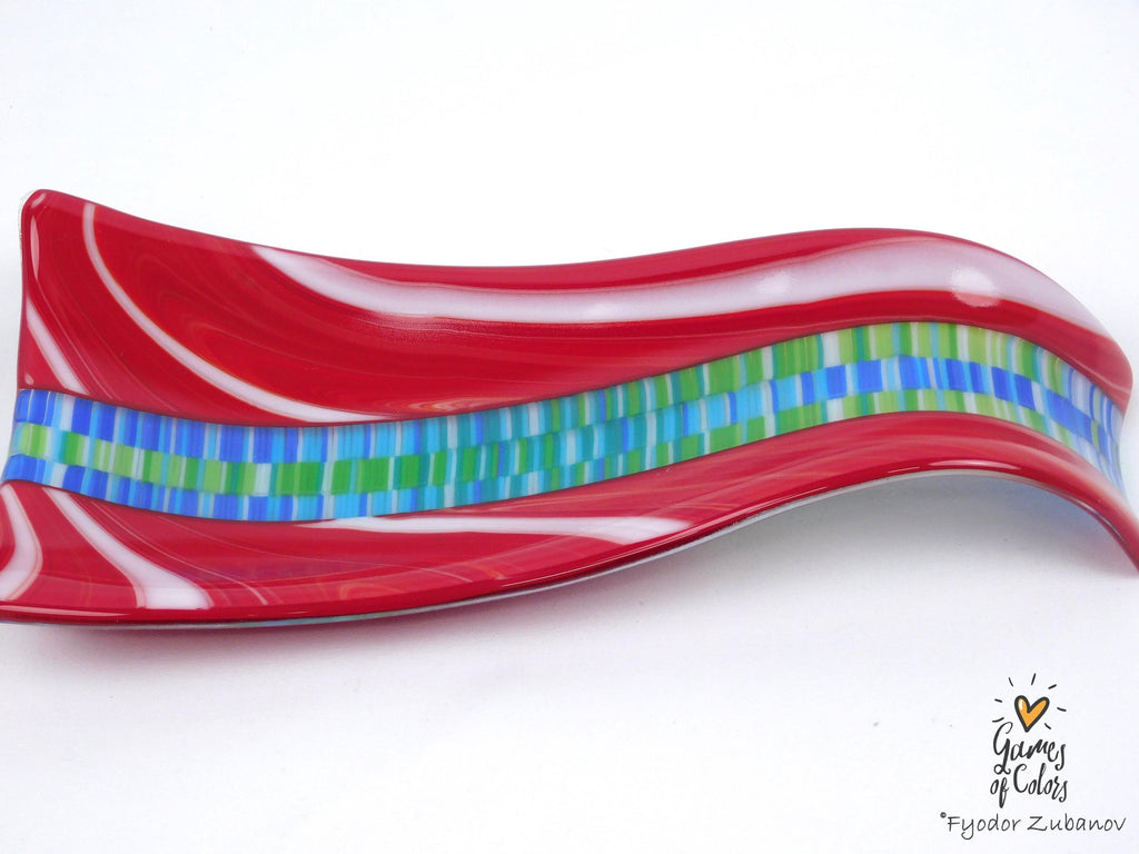 A fused glass decorative spoon rest "Times square"