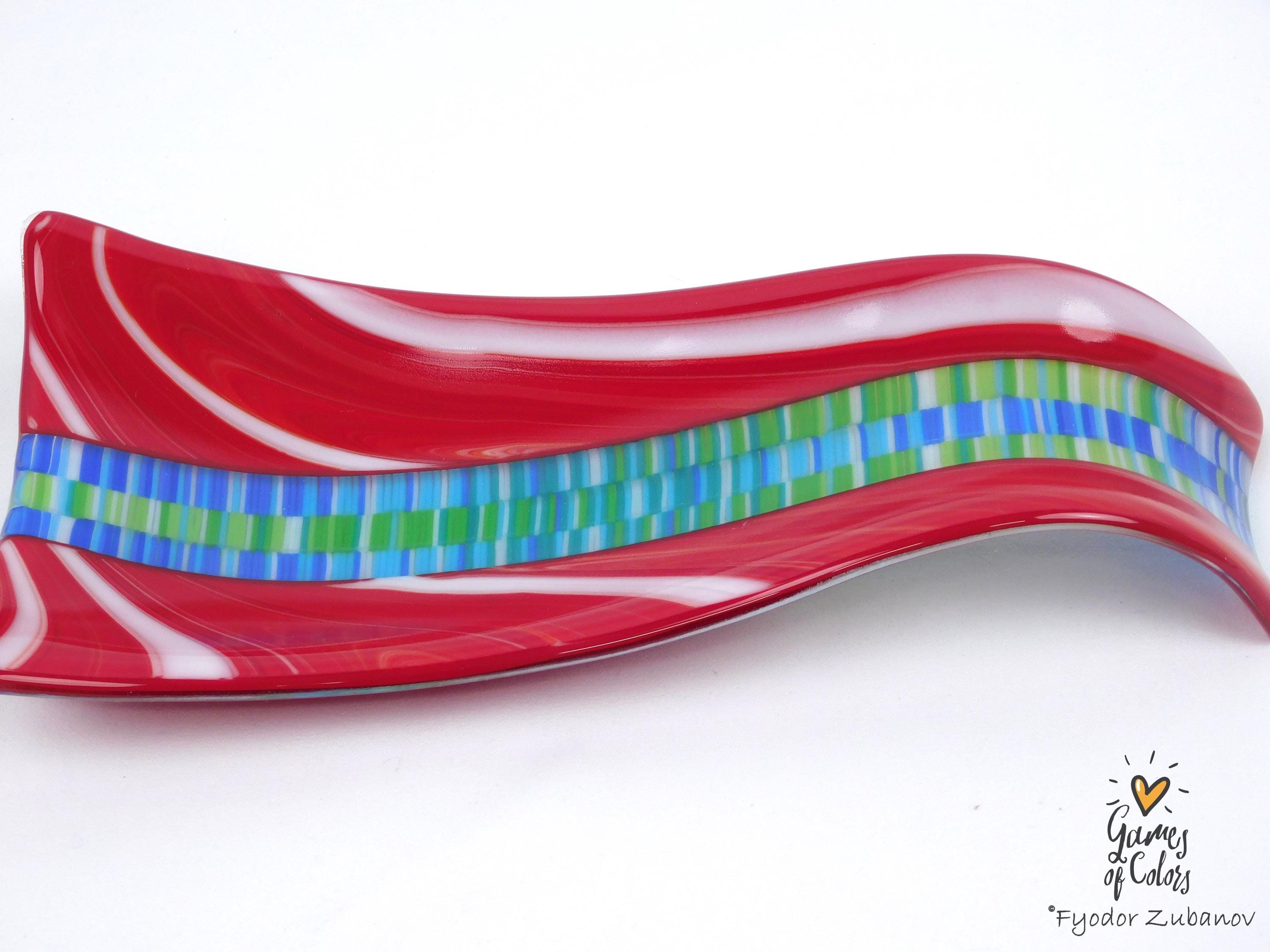 A fused glass decorative spoon rest "Times square"