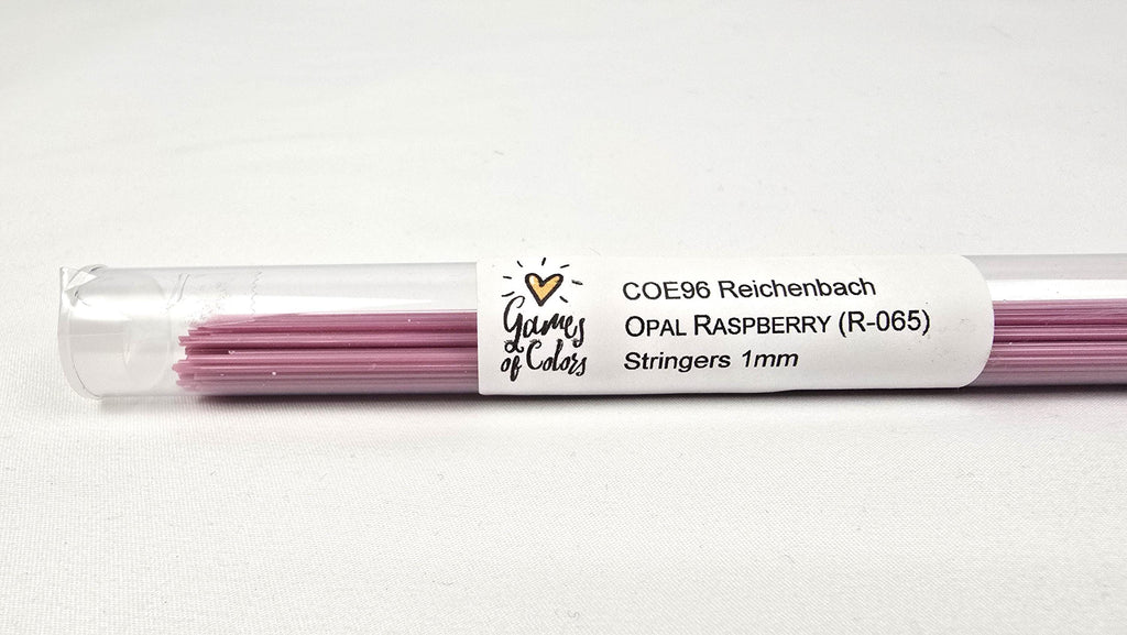 COE96 straight glass stringers, 1mm, Raspberry Opal, R-065