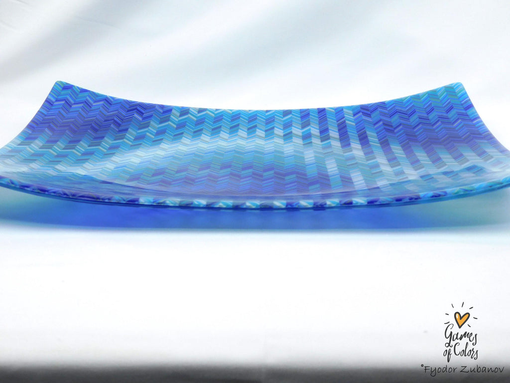 Bluewave Sonata – Fused Glass Ocean‑Inspired Centerpiece Plate