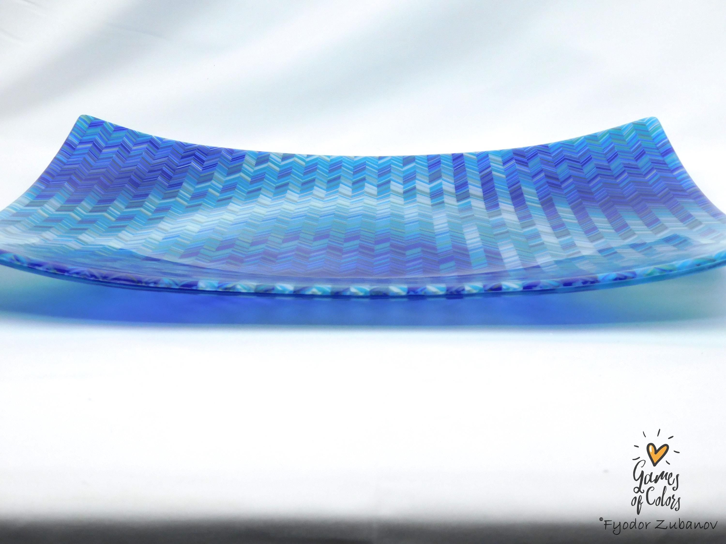 Bluewave Sonata – Fused Glass Ocean‑Inspired Centerpiece Plate