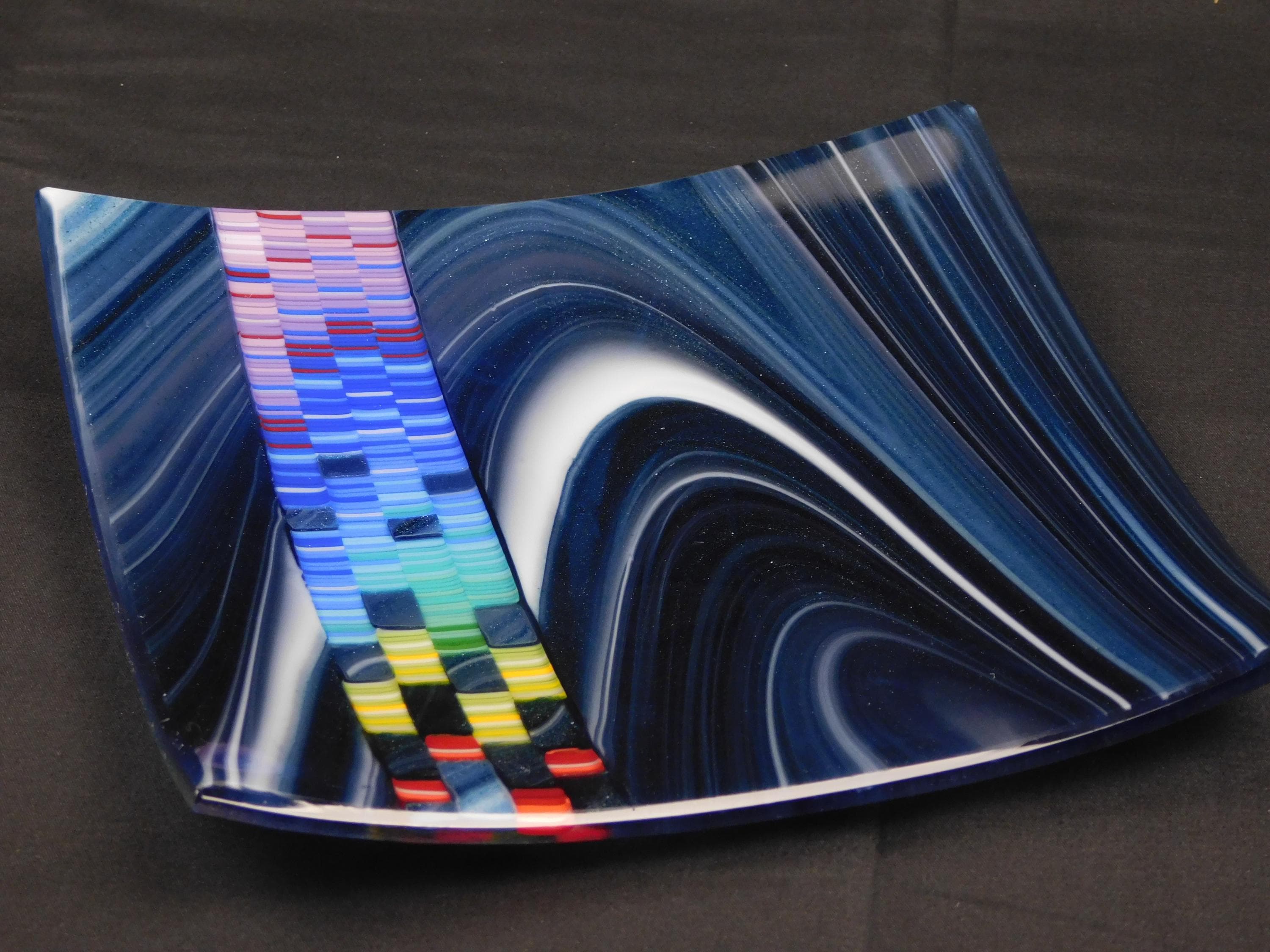 Mosaic Jet plate: Blue-Grape with White Swirls