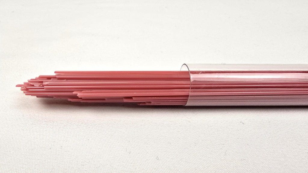 COE96 straight glass stringers, 1mm, Dark Pink Coral Opal, R-731