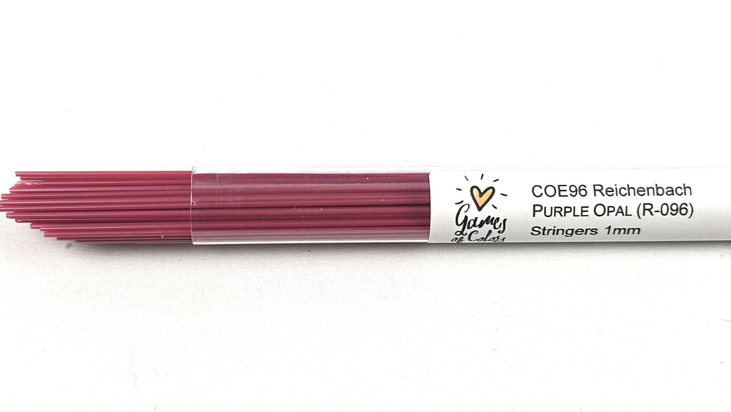 COE96 straight glass stringers, 1mm, Purple Opal, R-096